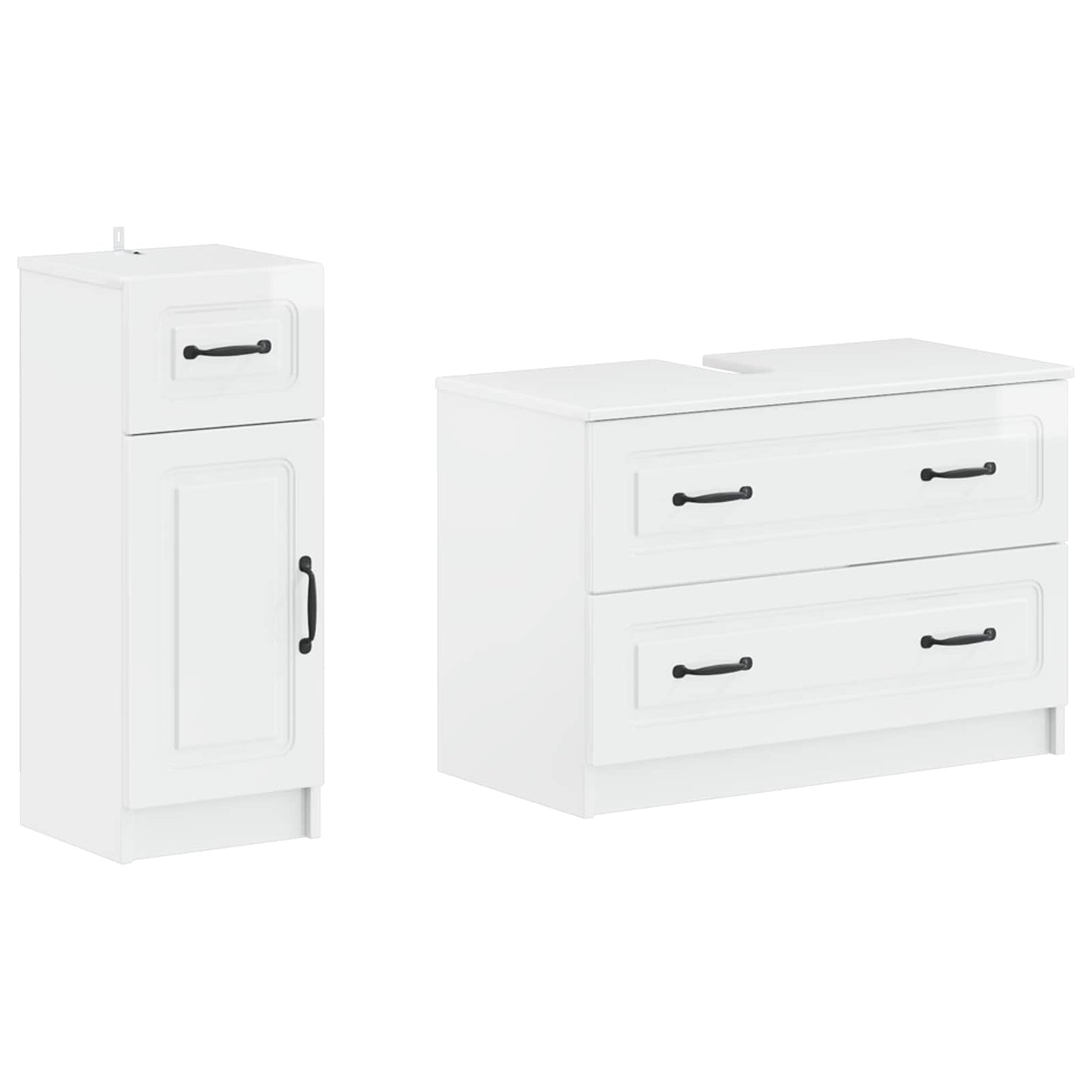2-teiliges Badezimmer Schrank Set UTRECHT Hochglanz Weiß