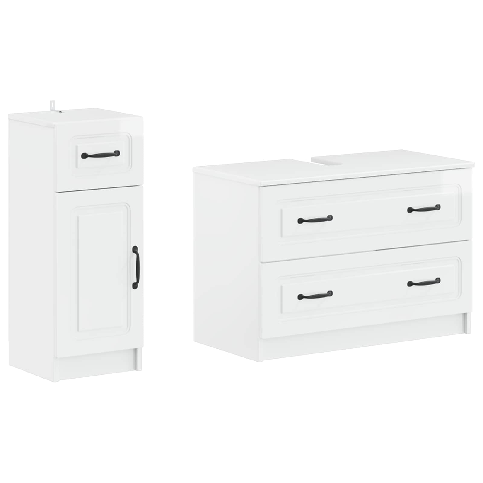 2-teiliges Badezimmer Schrank Set UTRECHT Hochglanz Weiß