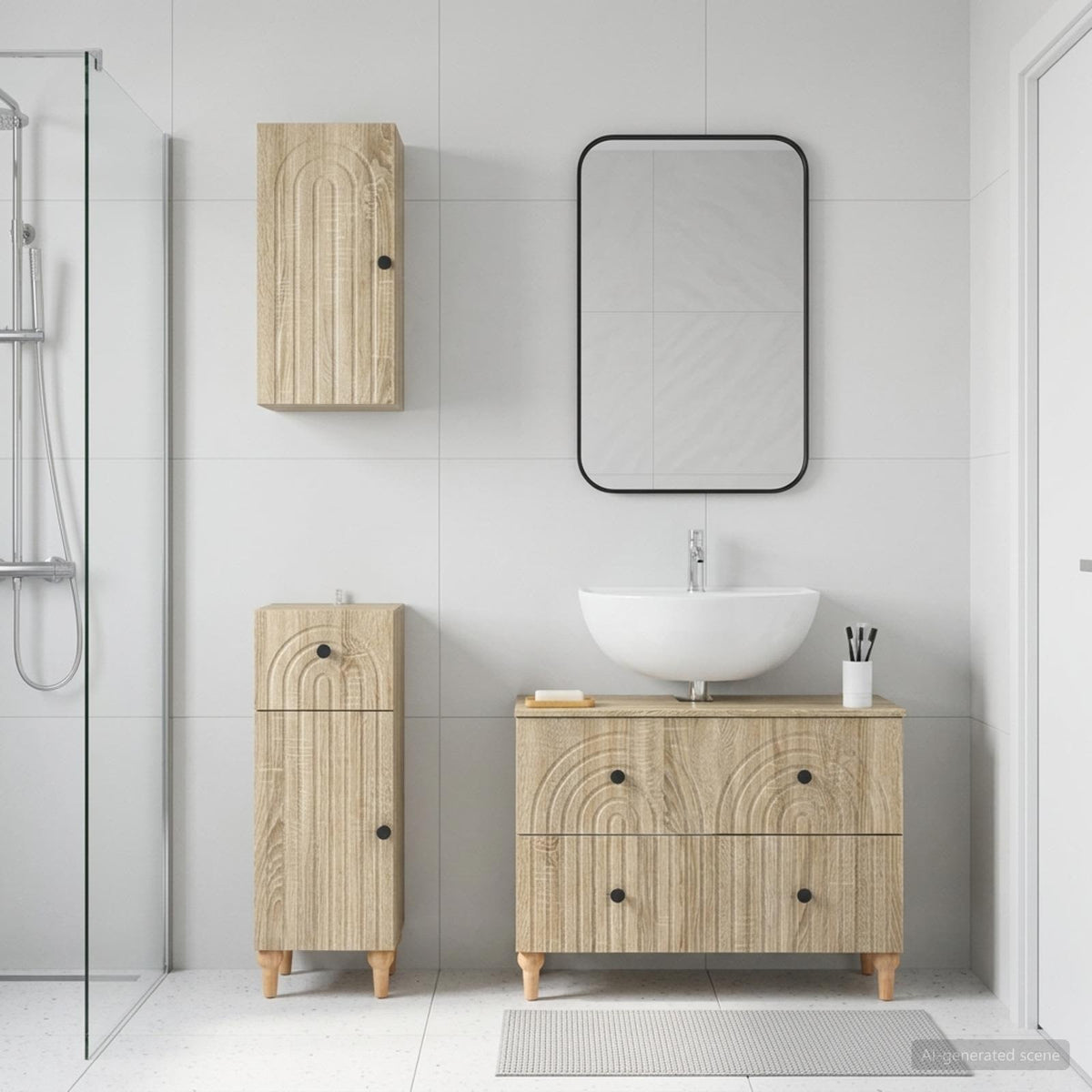 3-teiliges Badezimmer-Schranksystem ALKMAAR Sonoma-Eiche