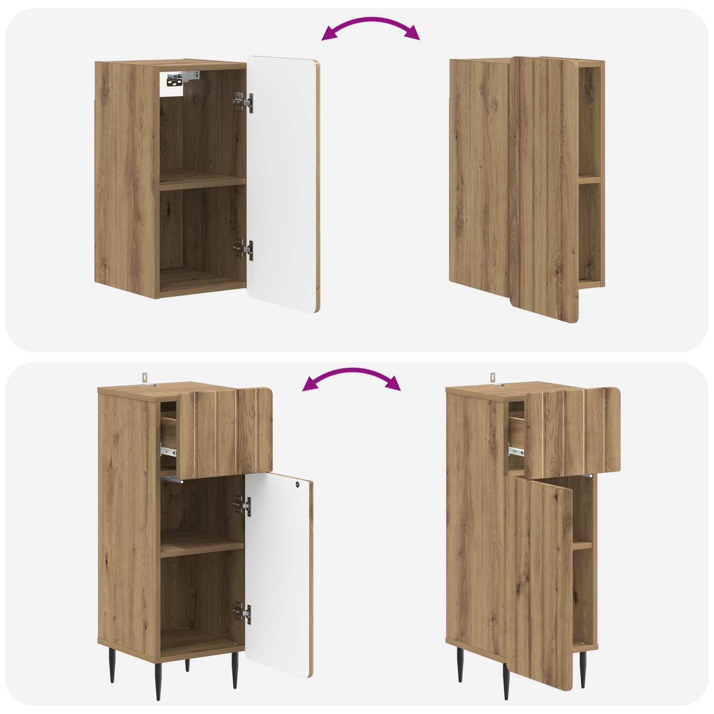 3-teiliges Badezimmer-Schranksystem ZWOLLE Artisan-Eiche