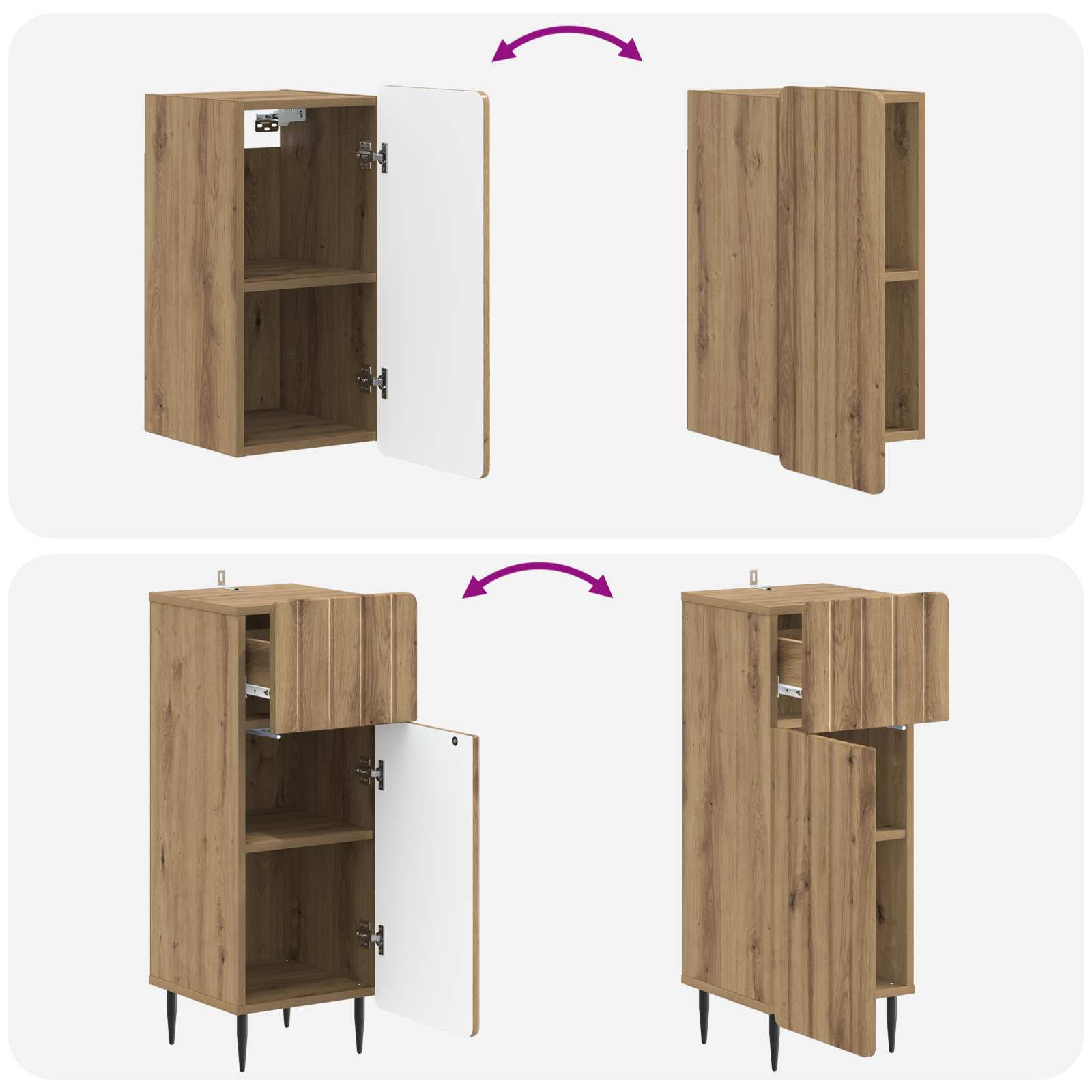3-teiliges Badezimmer-Schranksystem ZWOLLE Artisan-Eiche