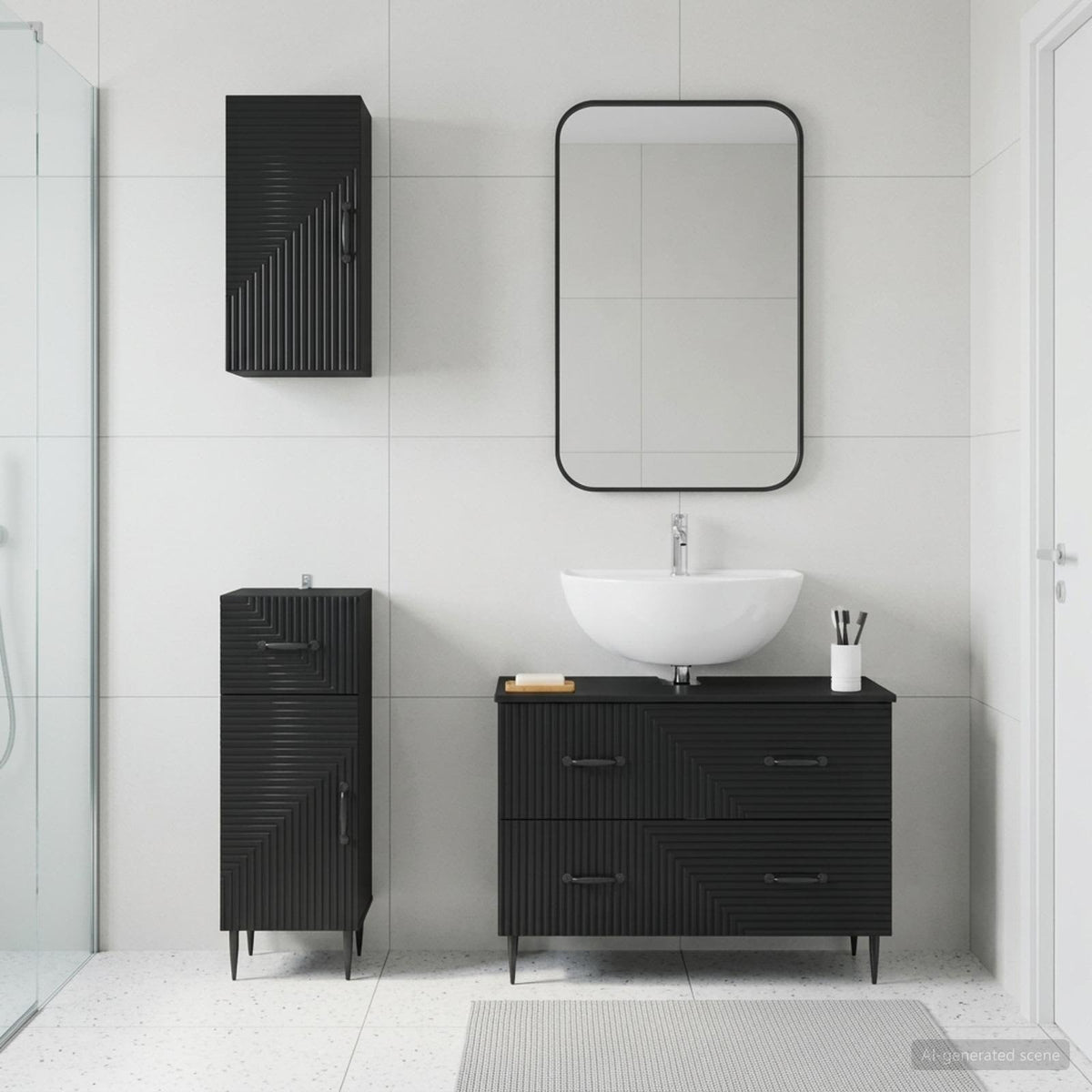 3-teiliges Badezimmer-Schranksystem HAARLEM Schwarz