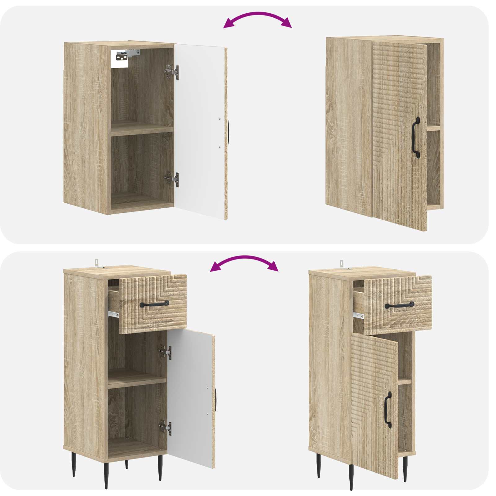 3-teiliges Badezimmer-Schranksystem HAARLEM Sonoma-Eiche