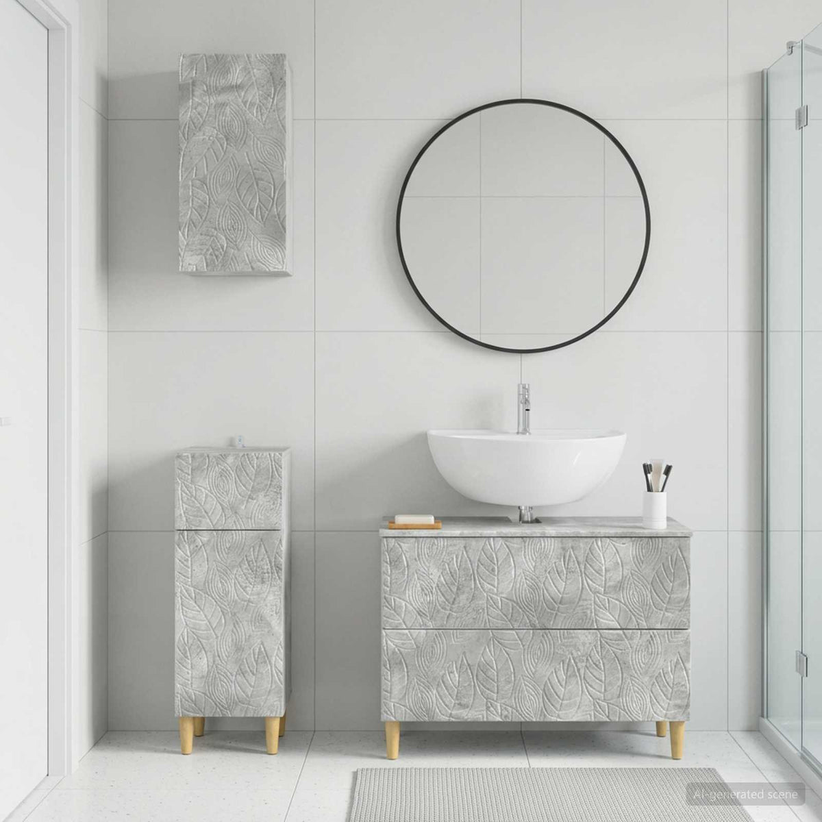 3-teiliges Badezimmer-Schranksystem DELFT Betongrau
