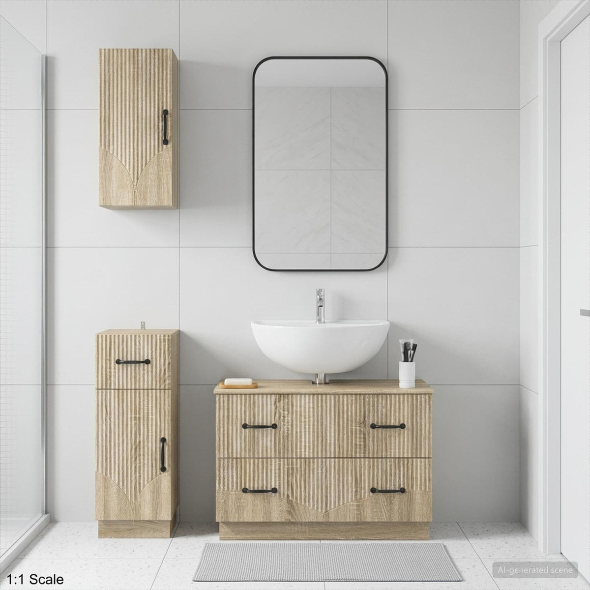 3-teiliges Badezimmer-Schranksystem HOORN Sonoma-Eiche