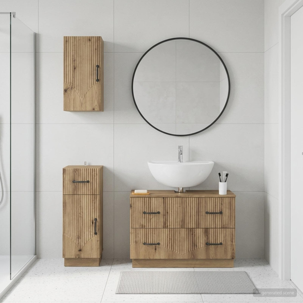 3-teiliges Badezimmer-Schranksystem HOORN Artisan-Eiche