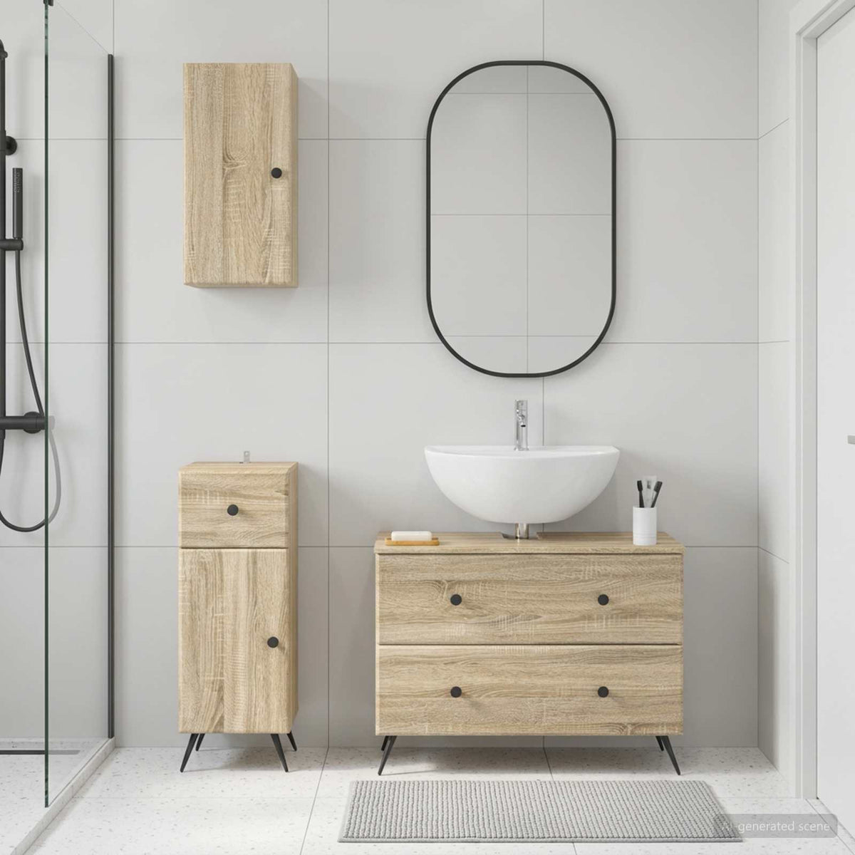 3-teiliges Badezimmer-Schranksystem BREDA Sonoma-Eiche