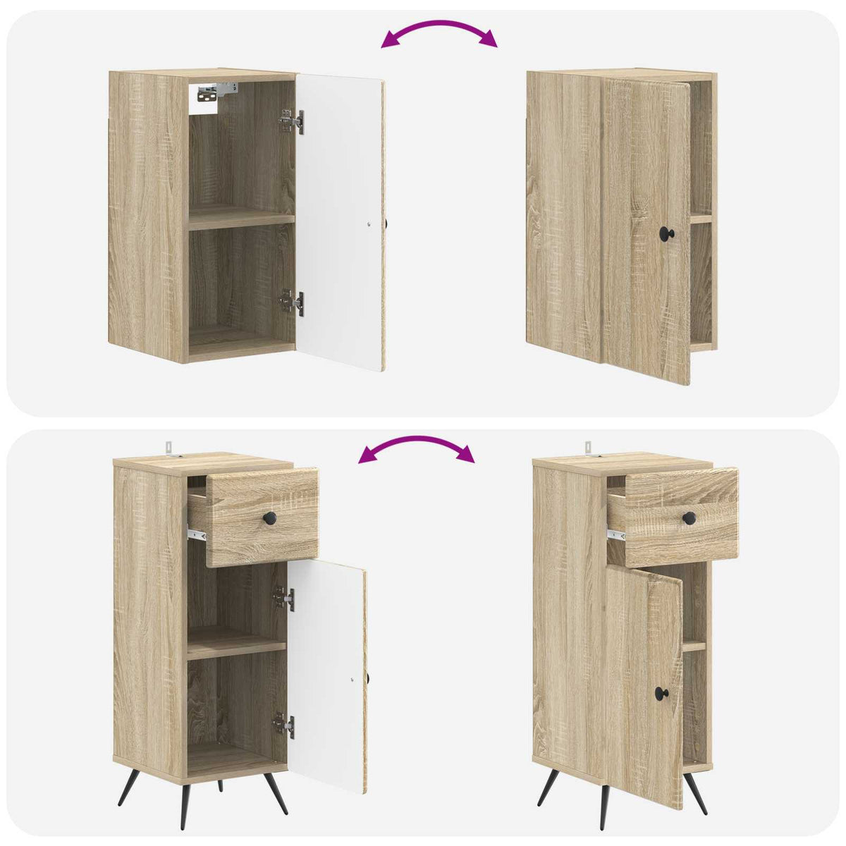 3-teiliges Badezimmer-Schranksystem BREDA Sonoma-Eiche