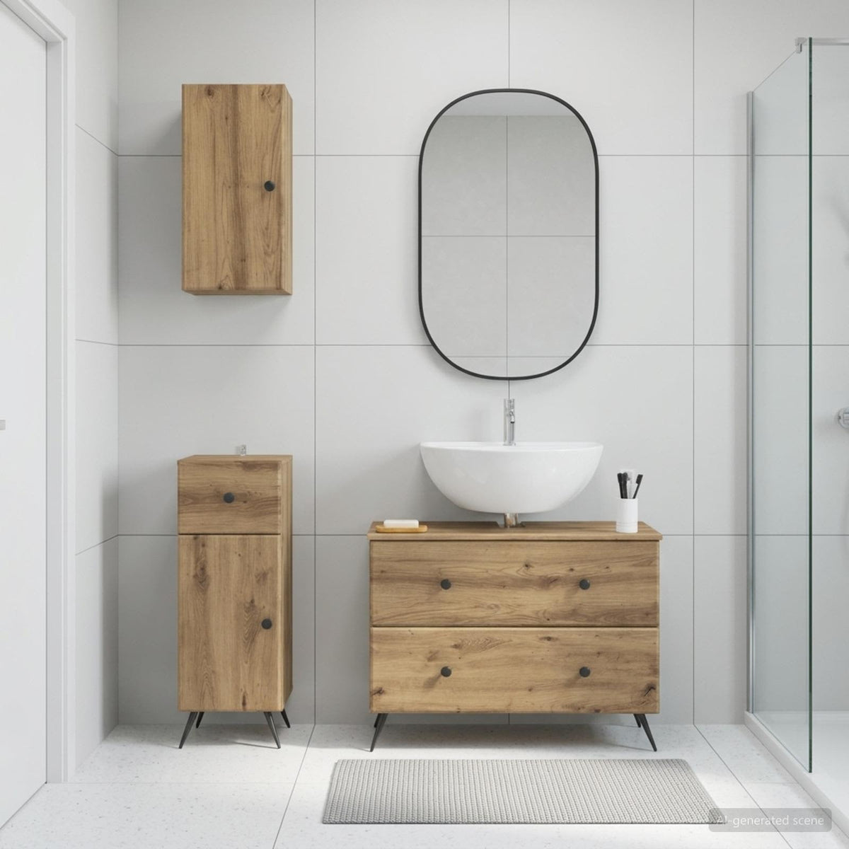 3-teiliges Badezimmer-Schranksystem BREDA Artisan-Eiche