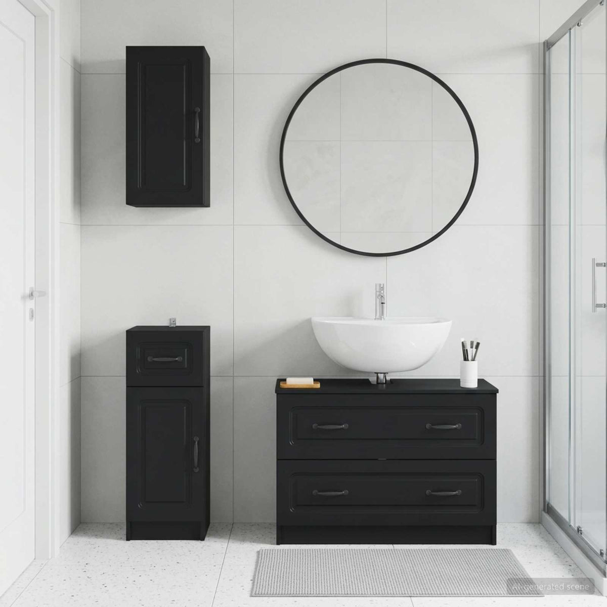 3-teiliges Badezimmer-Schranksystem UTRECHT Schwarz