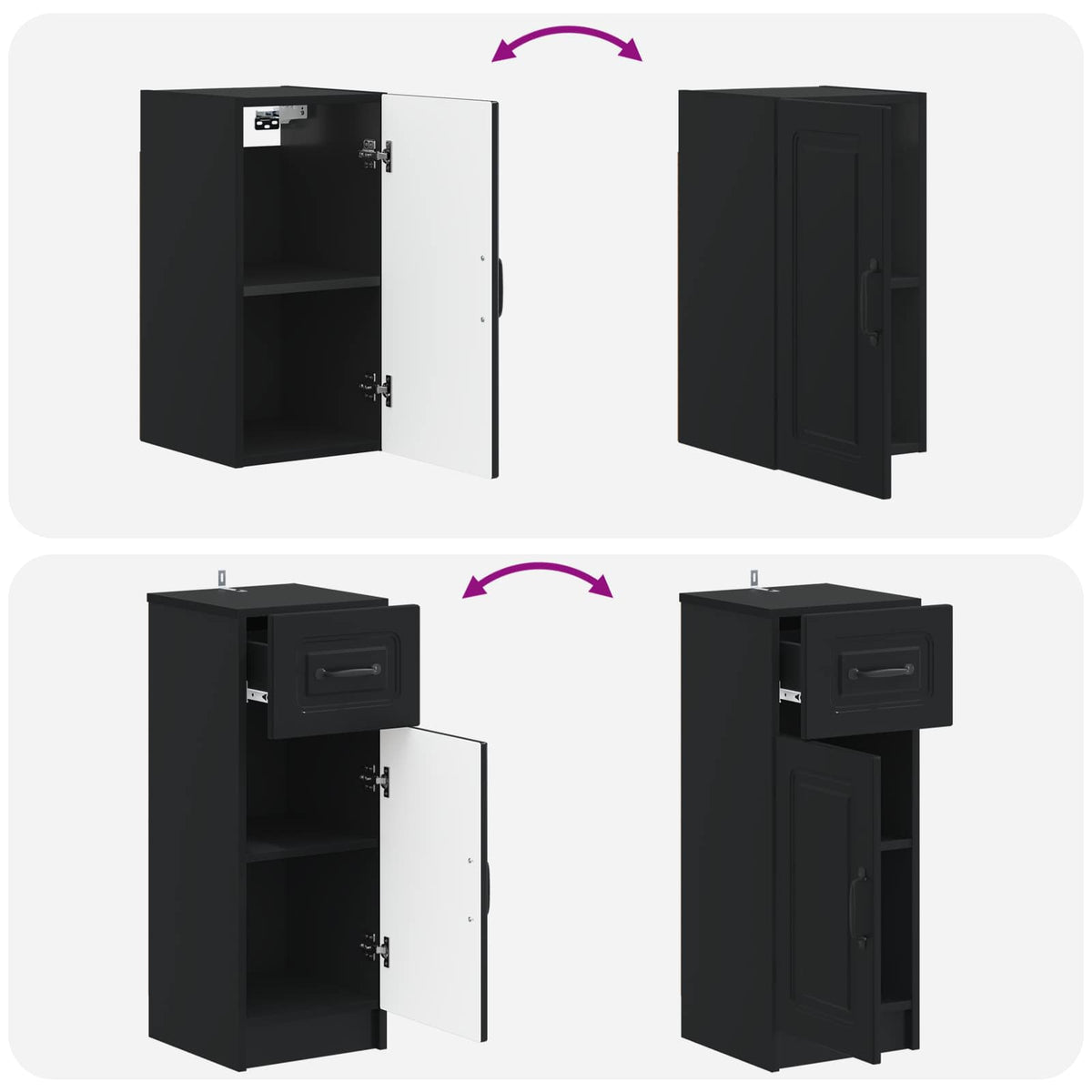3-teiliges Badezimmer-Schranksystem UTRECHT Schwarz