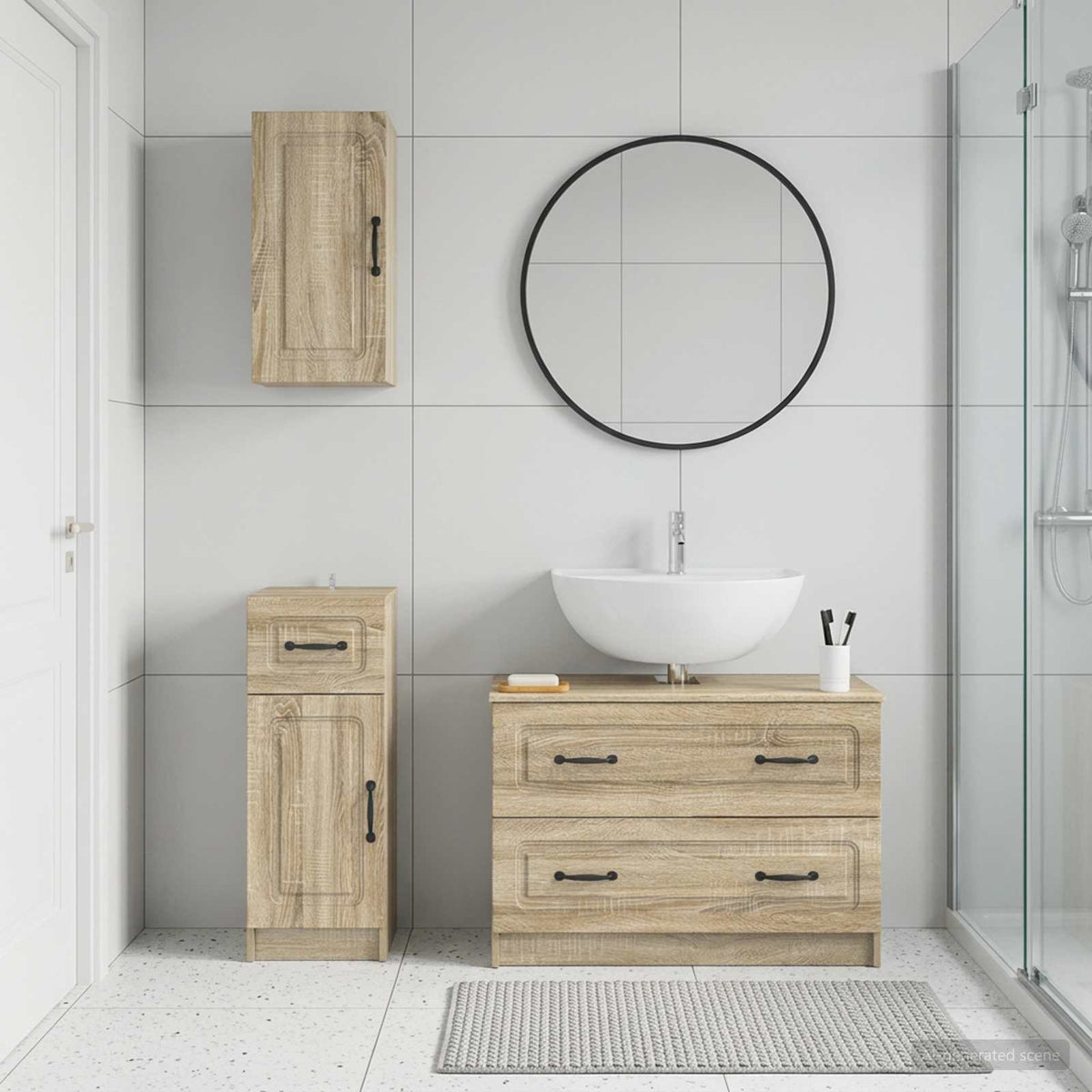 3-teiliges Badezimmer-Schranksystem UTRECHT Sonoma-Eiche