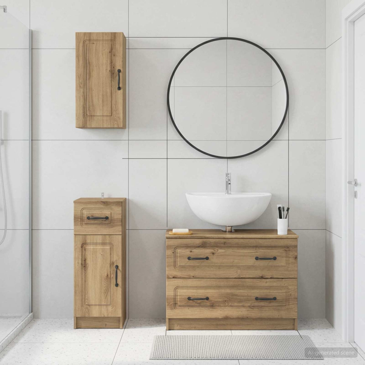 3-teiliges Badezimmer-Schranksystem UTRECHT Artisan-Eiche
