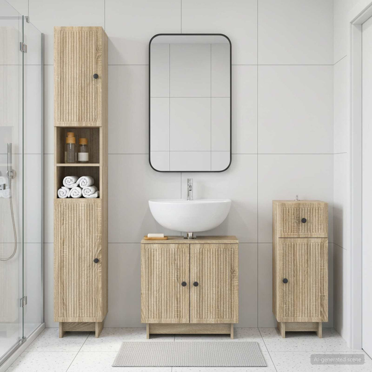 3-teiliges Badezimmer-Schranksystem EDE Sonoma-Eiche