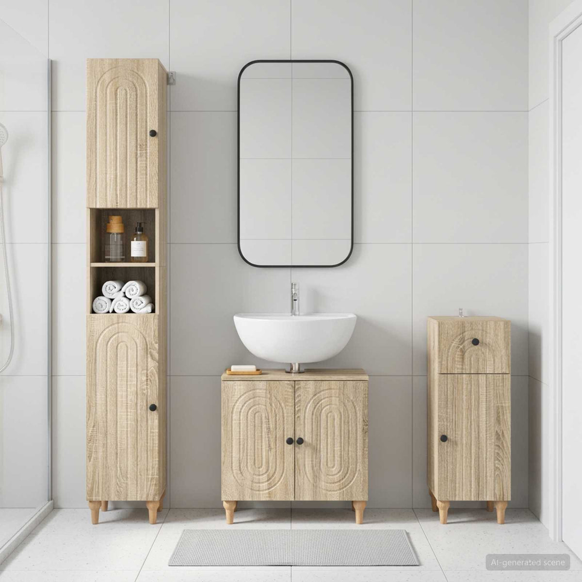 3-teiliges Badezimmer-Schranksystem ALKMAAR Sonoma-Eiche