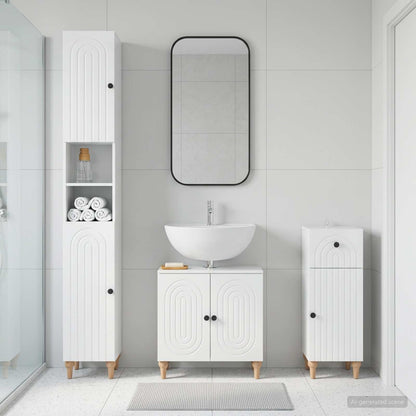 3-teiliges Badezimmer-Schranksystem ALKMAAR Hochglanz Weiß