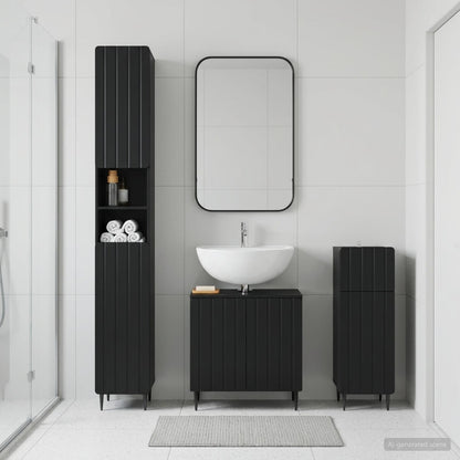 3-teiliges Badezimmer-Schranksystem ZWOLLE Schwarz