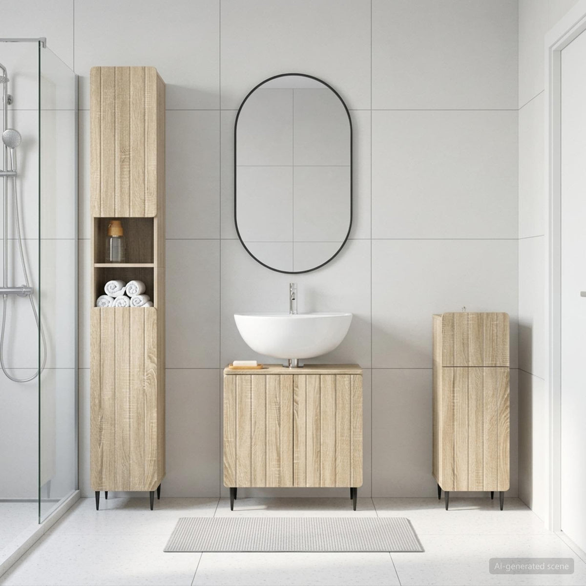 3-teiliges Badezimmer-Schranksystem ZWOLLE Sonoma-Eiche