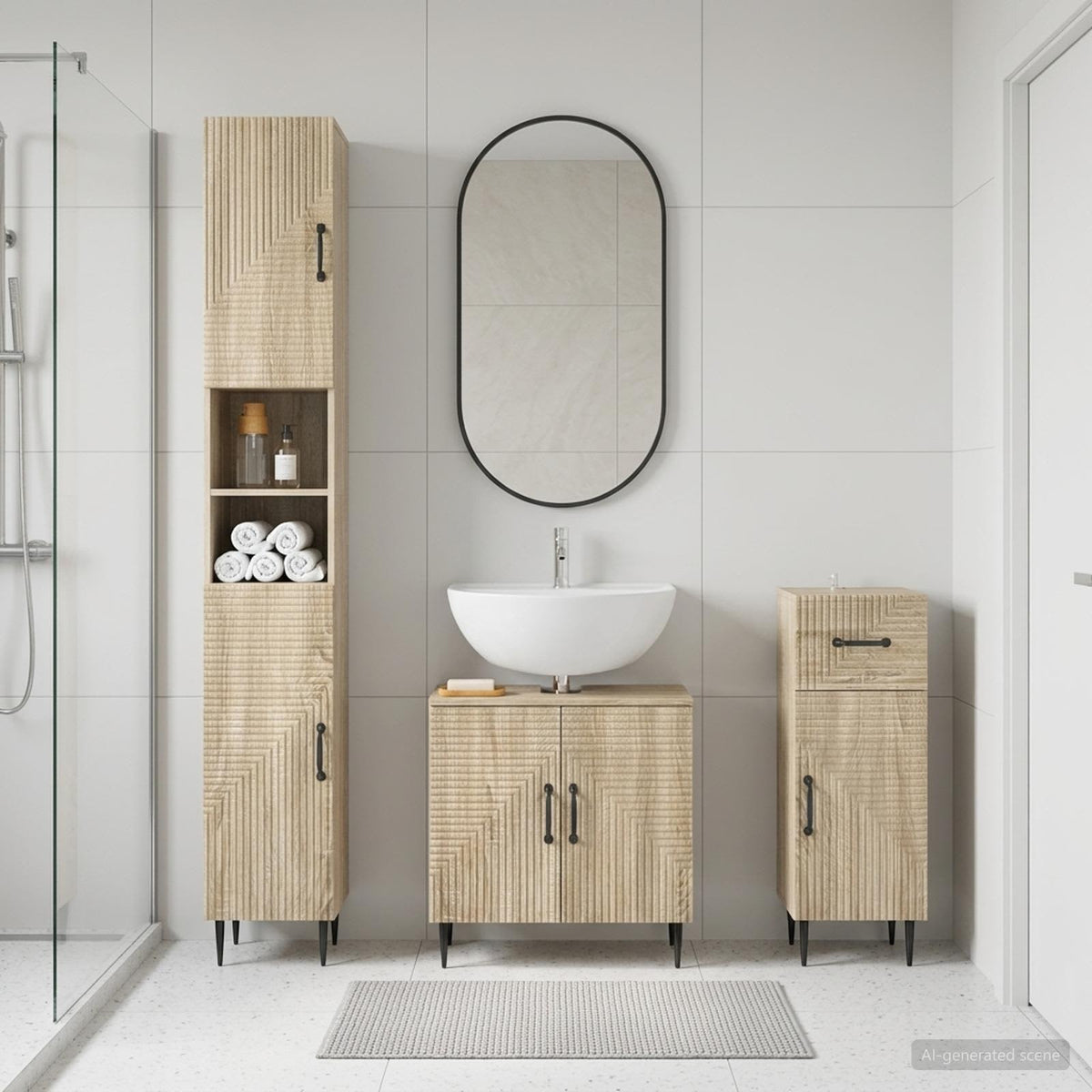 3-teiliges Badezimmer-Schranksystem HAARLEM Sonoma-Eiche