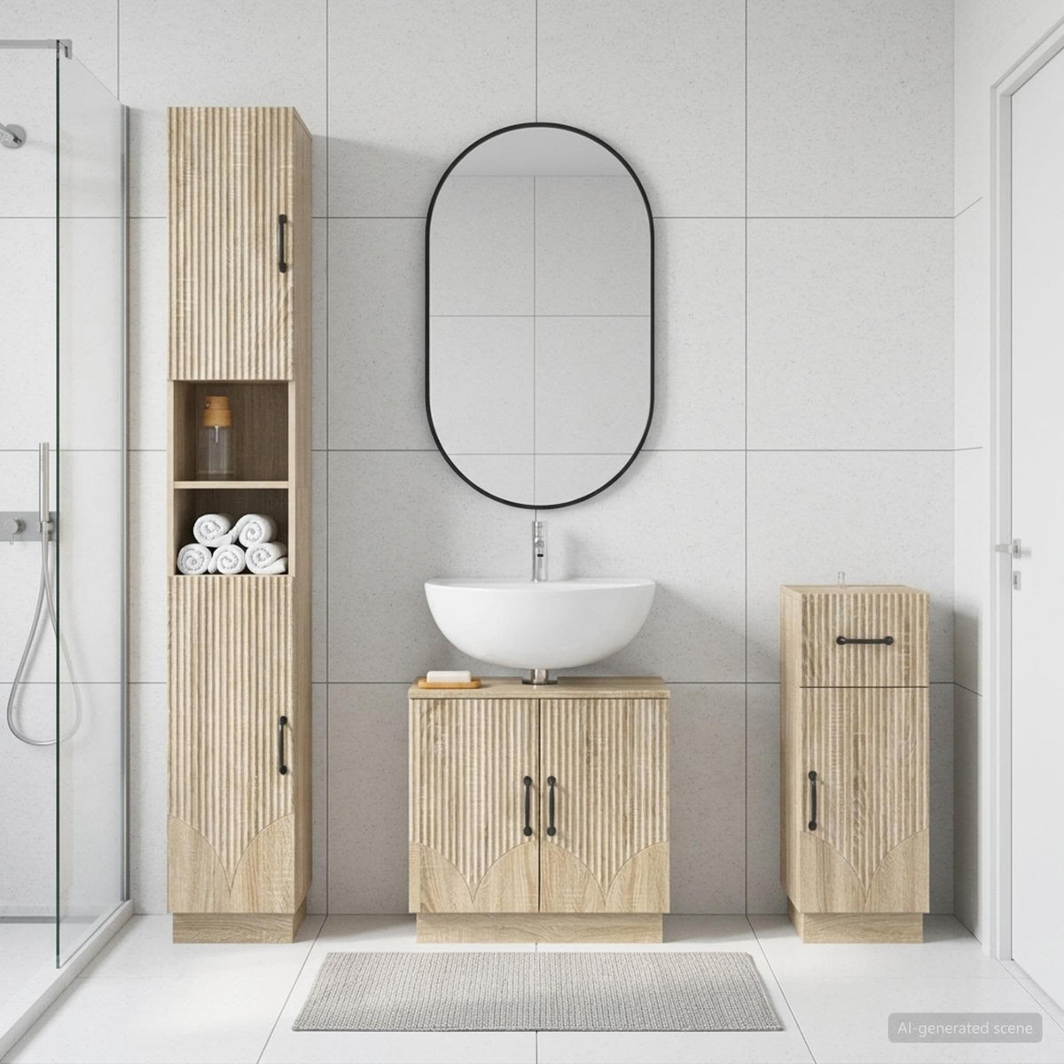 3-teiliges Badezimmer-Schranksystem HOORN Sonoma-Eiche