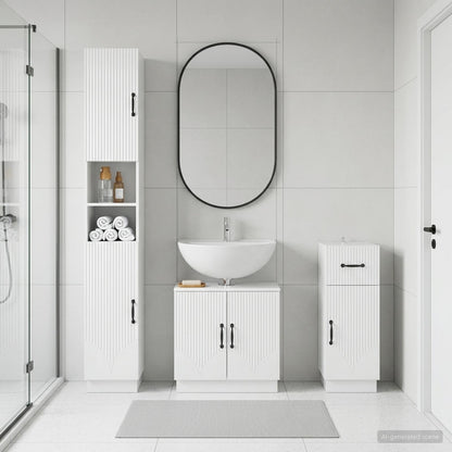 3-teiliges Badezimmer-Schranksystem HOORN Hochglanz Weiß