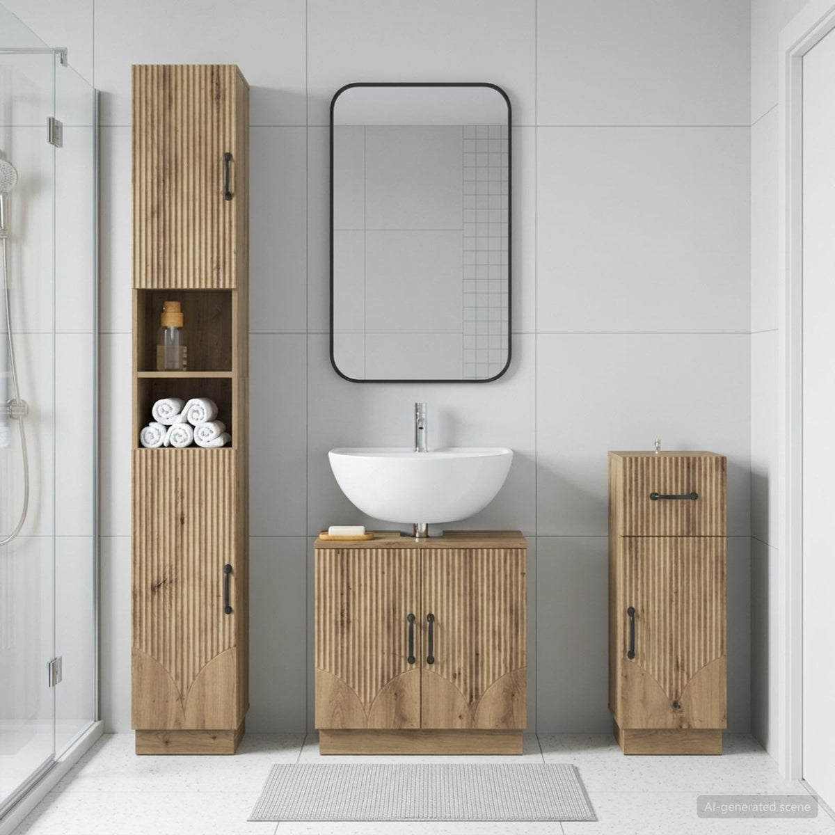 3-teiliges Badezimmer-Schranksystem HOORN Artisan-Eiche