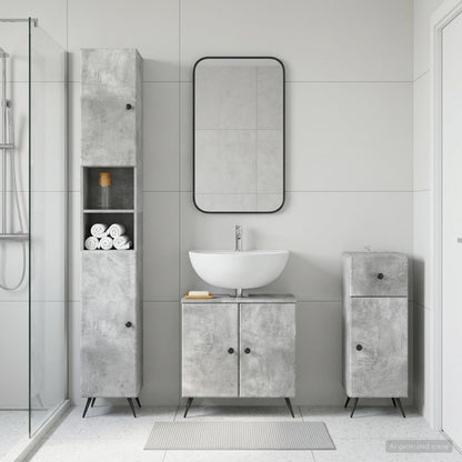 3-teiliges Badezimmer-Schranksystem BREDA Betongrau