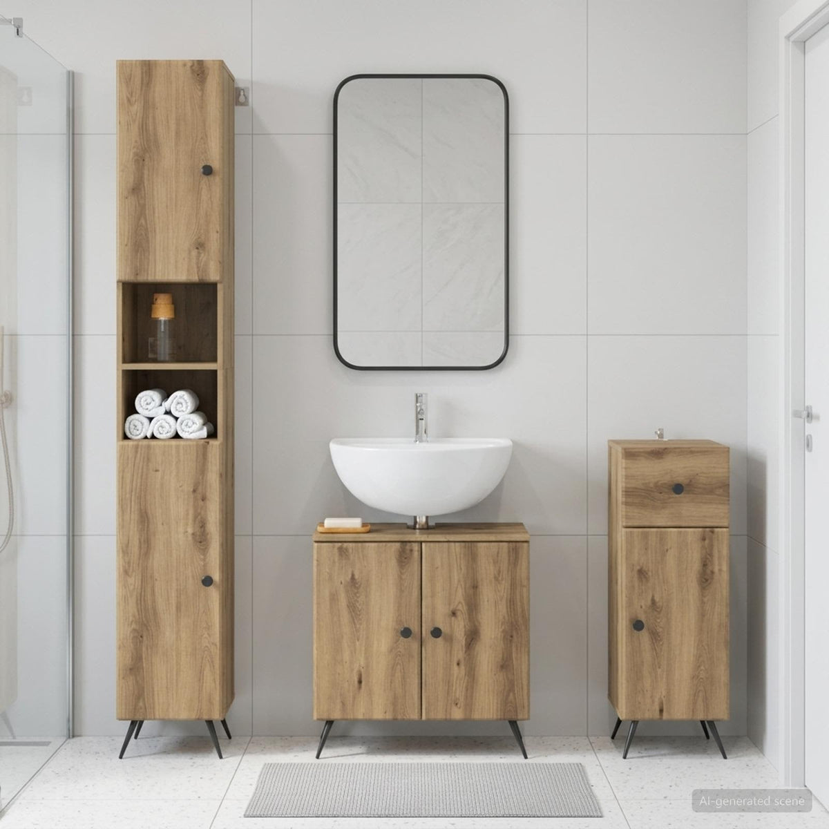 3-teiliges Badezimmer-Schranksystem BREDA Artisan-Eiche