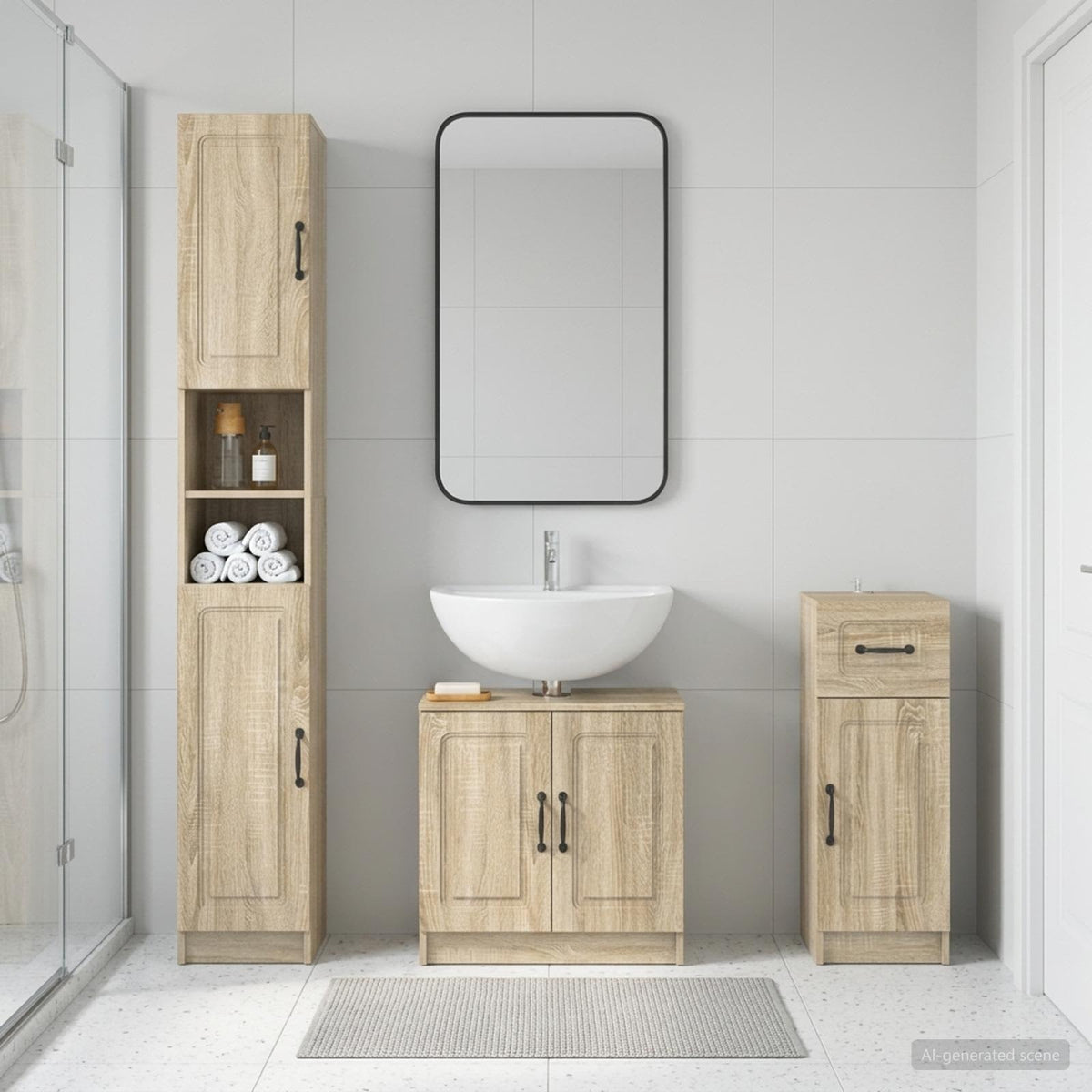 3-teiliges Badezimmer-Schranksystem UTRECHT Sonoma-Eiche