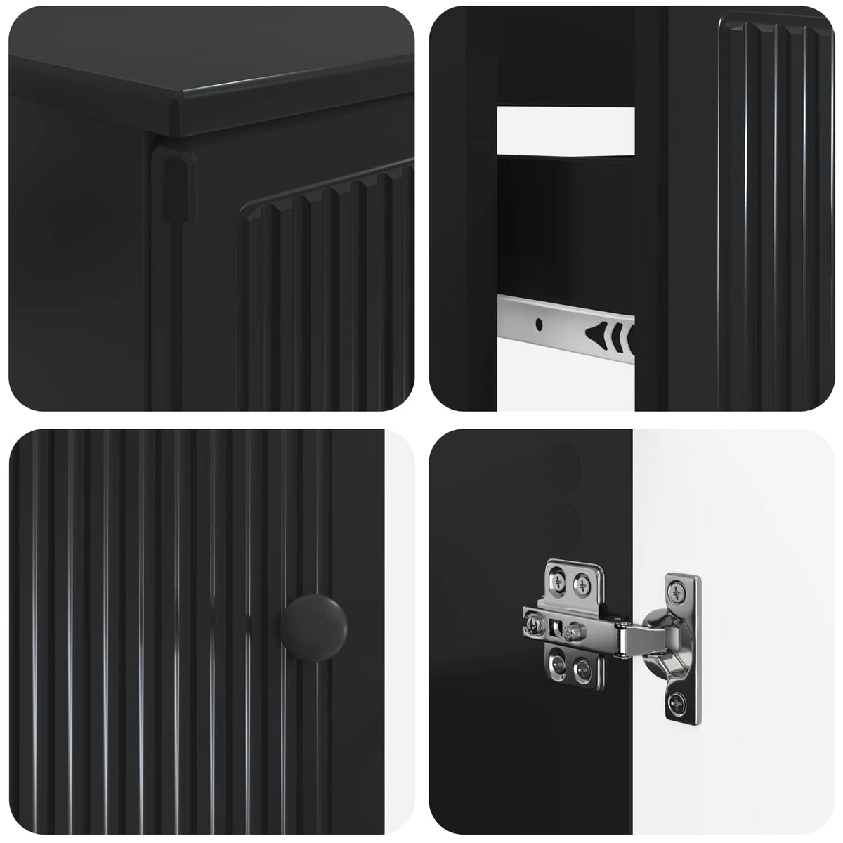 4-teiliges Badezimmer-Schrank-Set EDE Schwarz Holzwerkstoff