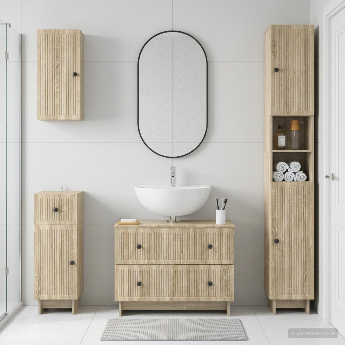 4-teiliges Badezimmer-Schrank-Set EDE Sonoma-Eiche