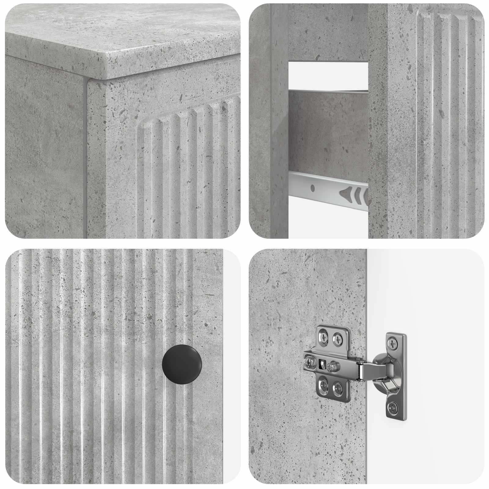 4-teiliges Badezimmer-Schrank-Set EDE Betongrau Holzwerkstoff