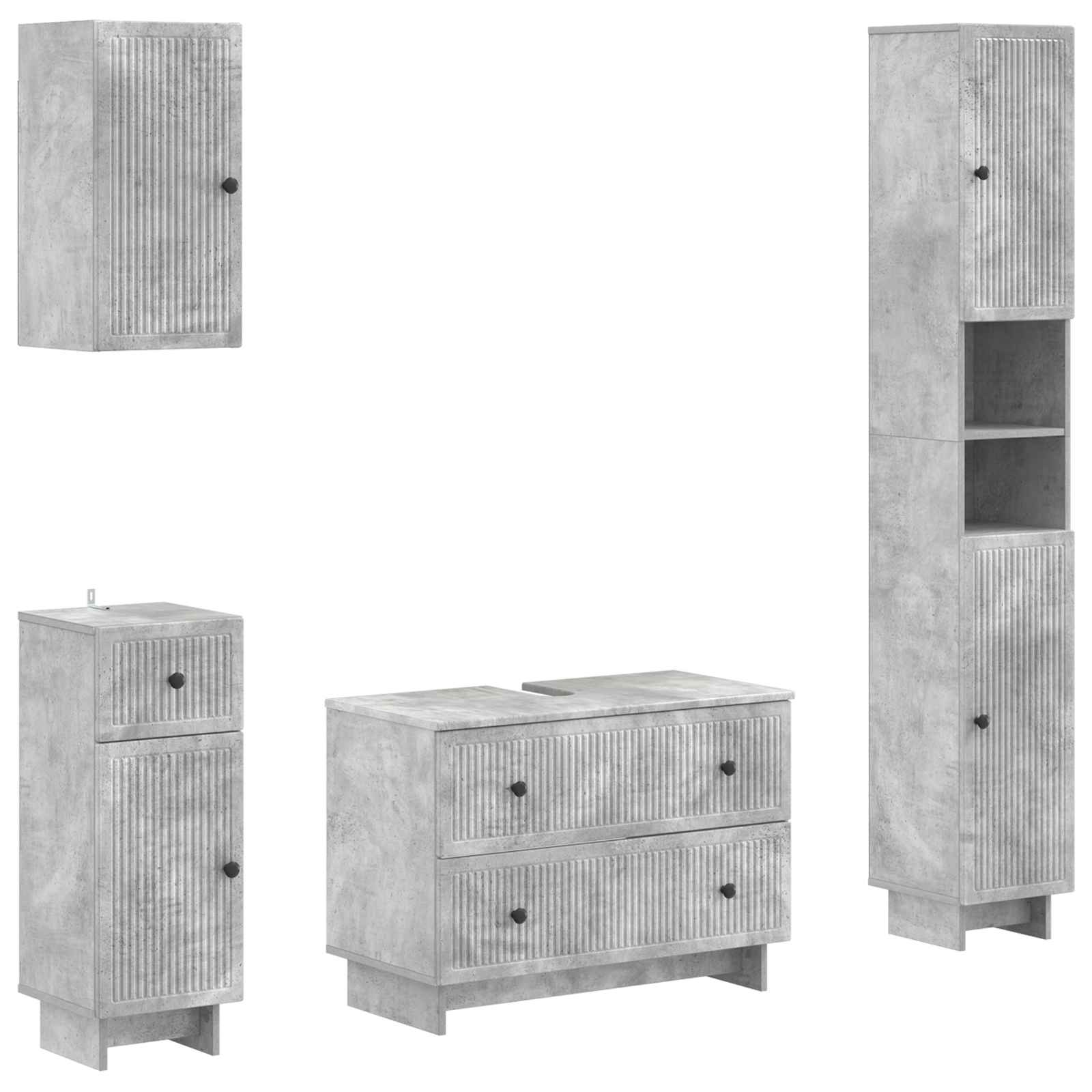 4-teiliges Badezimmer-Schrank-Set EDE Betongrau Holzwerkstoff