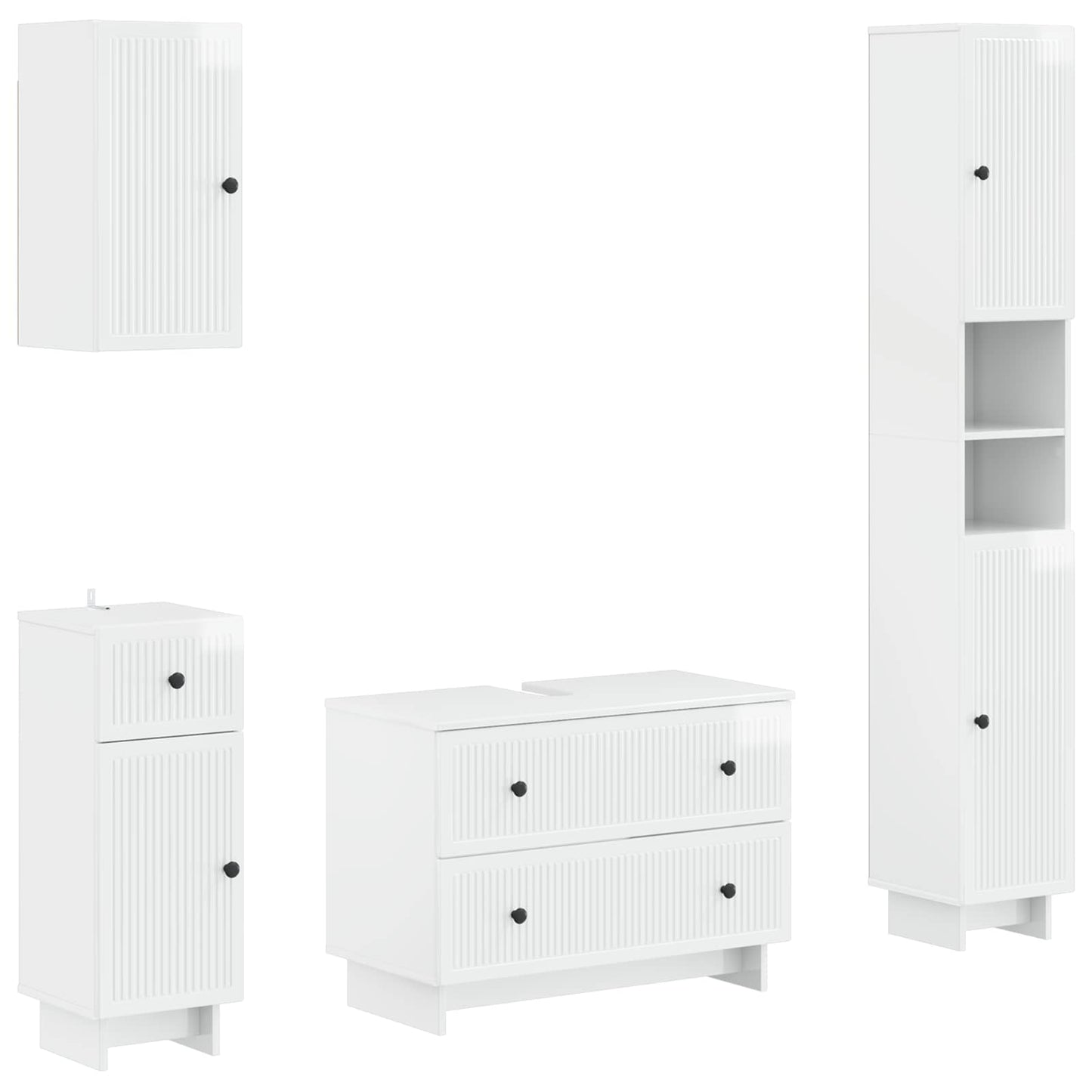 4-teiliges Badezimmer-Schrank-Set EDE Hochglanz Weiß