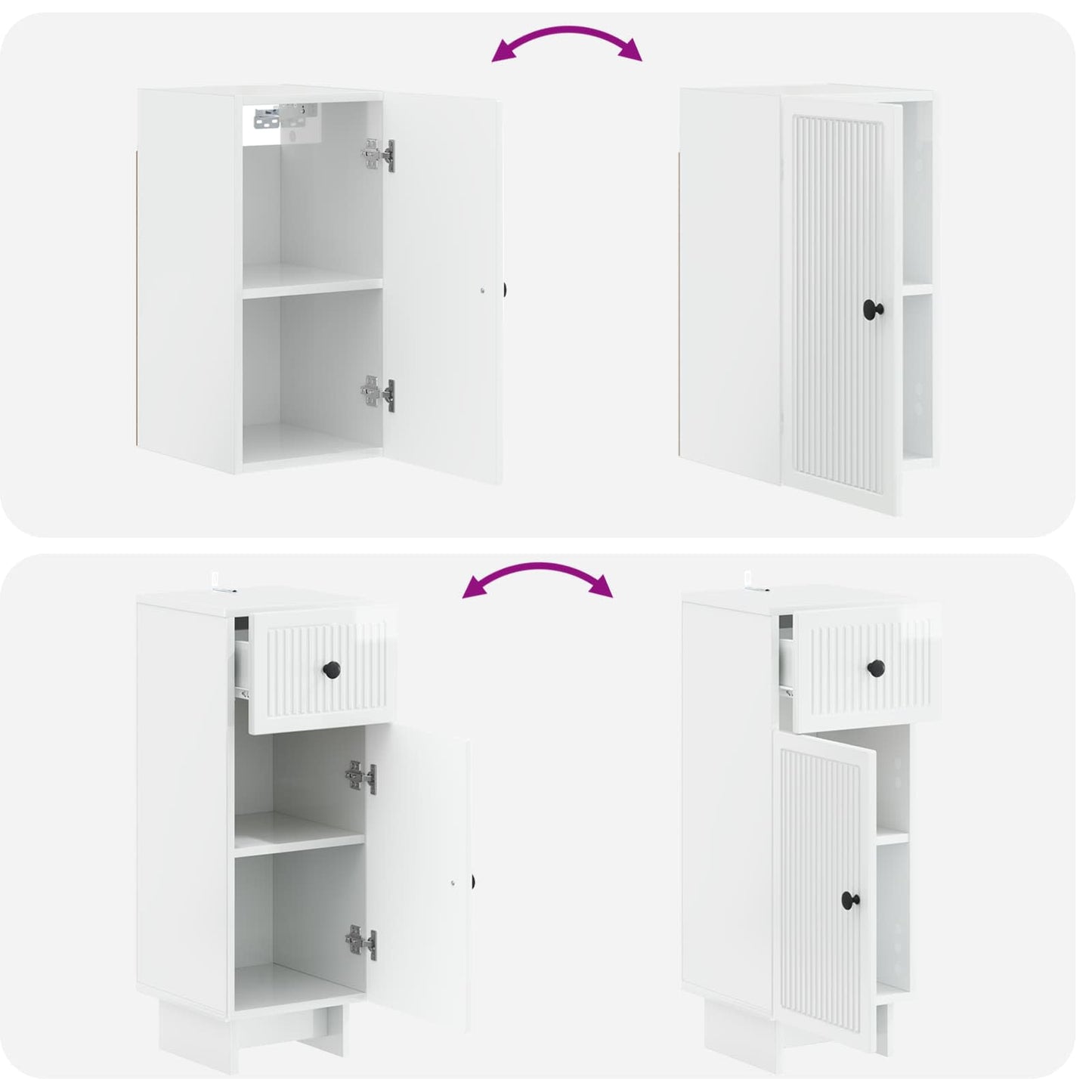4-teiliges Badezimmer-Schrank-Set EDE Hochglanz Weiß