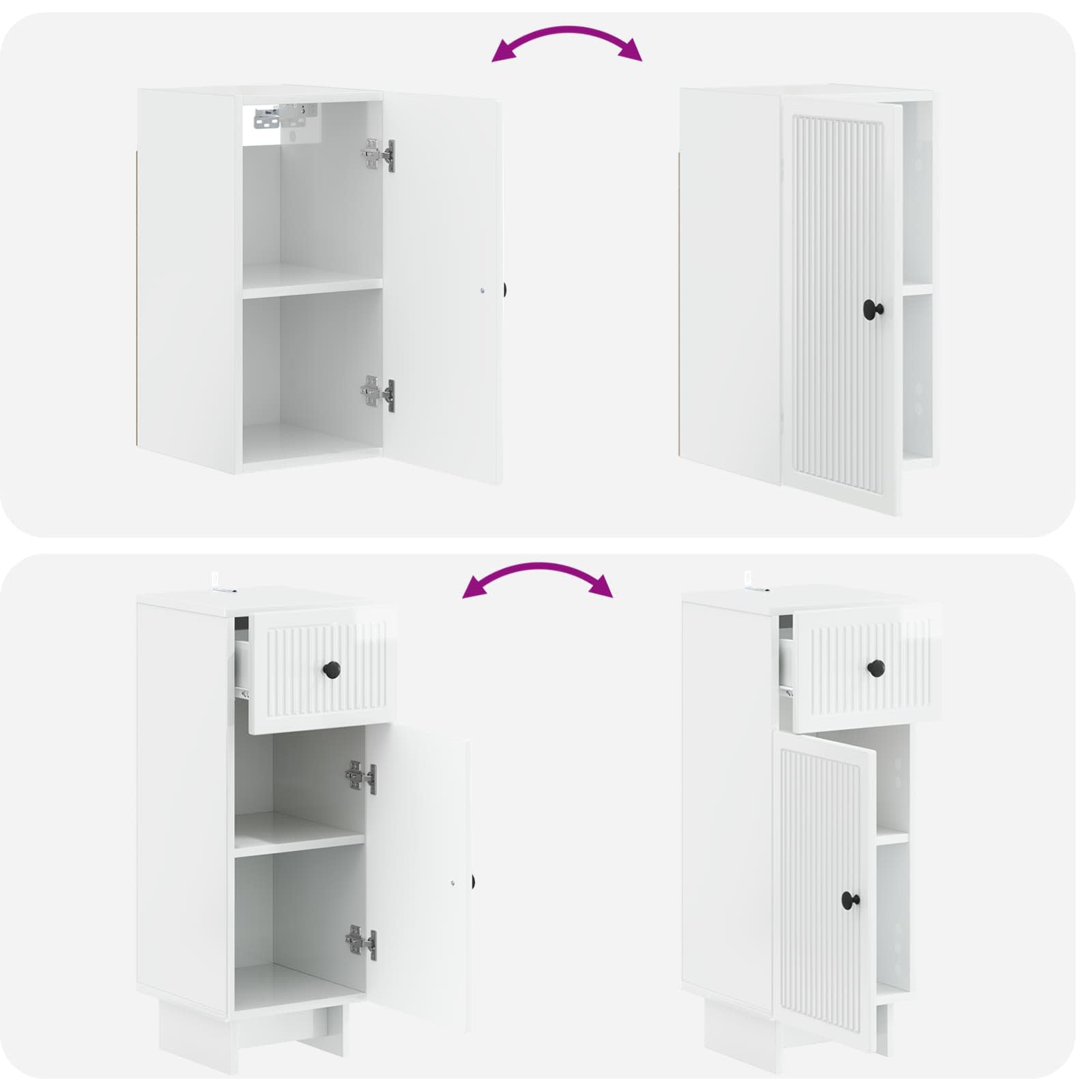 4-teiliges Badezimmer-Schrank-Set EDE Hochglanz Weiß