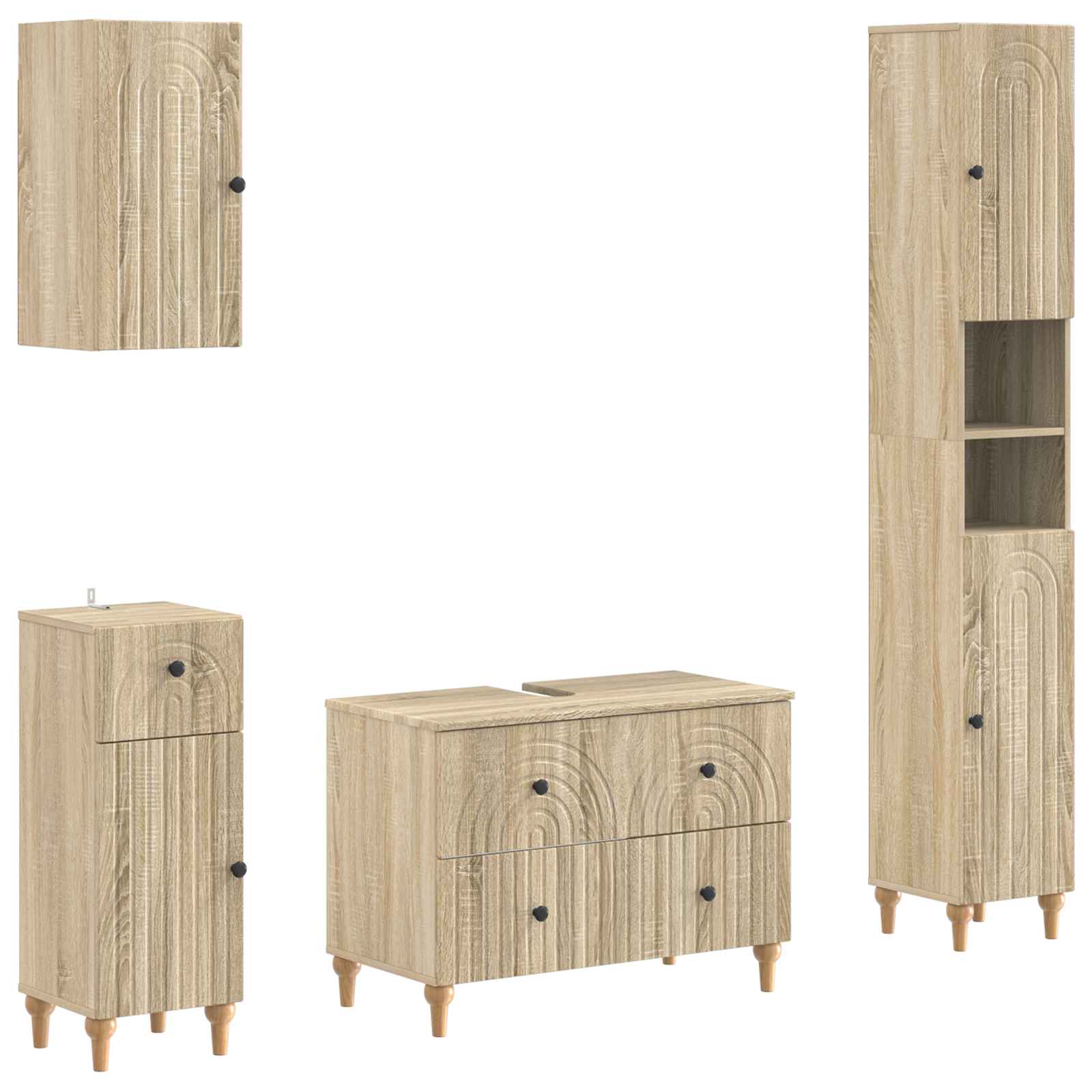 4-teiliges Badezimmer-Schrank-Set ALKMAAR Sonoma-Eiche