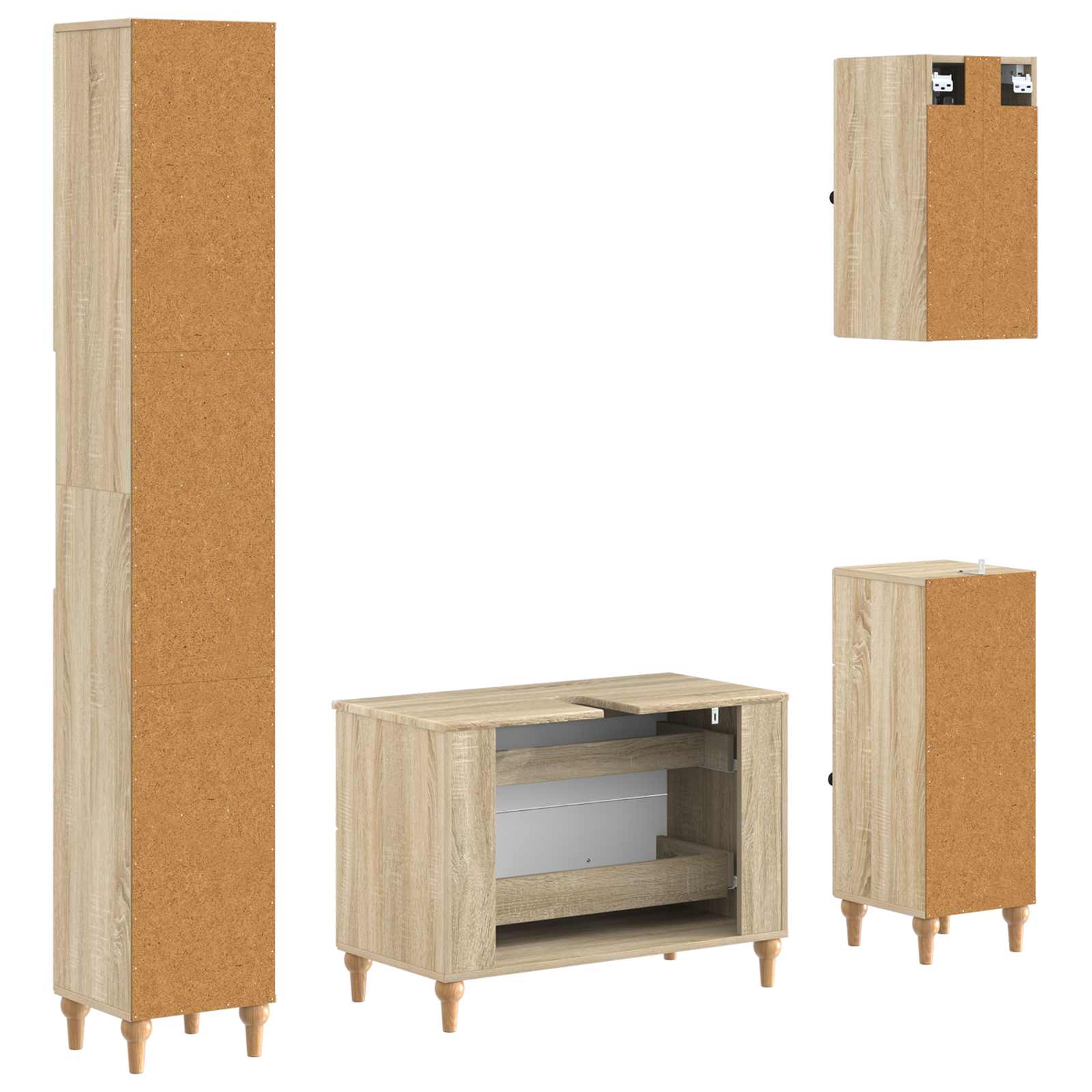 4-teiliges Badezimmer-Schrank-Set ALKMAAR Sonoma-Eiche