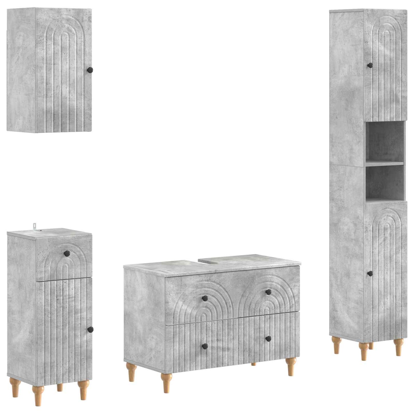4-teiliges Badezimmer-Schrank-Set ALKMAAR Betongrau