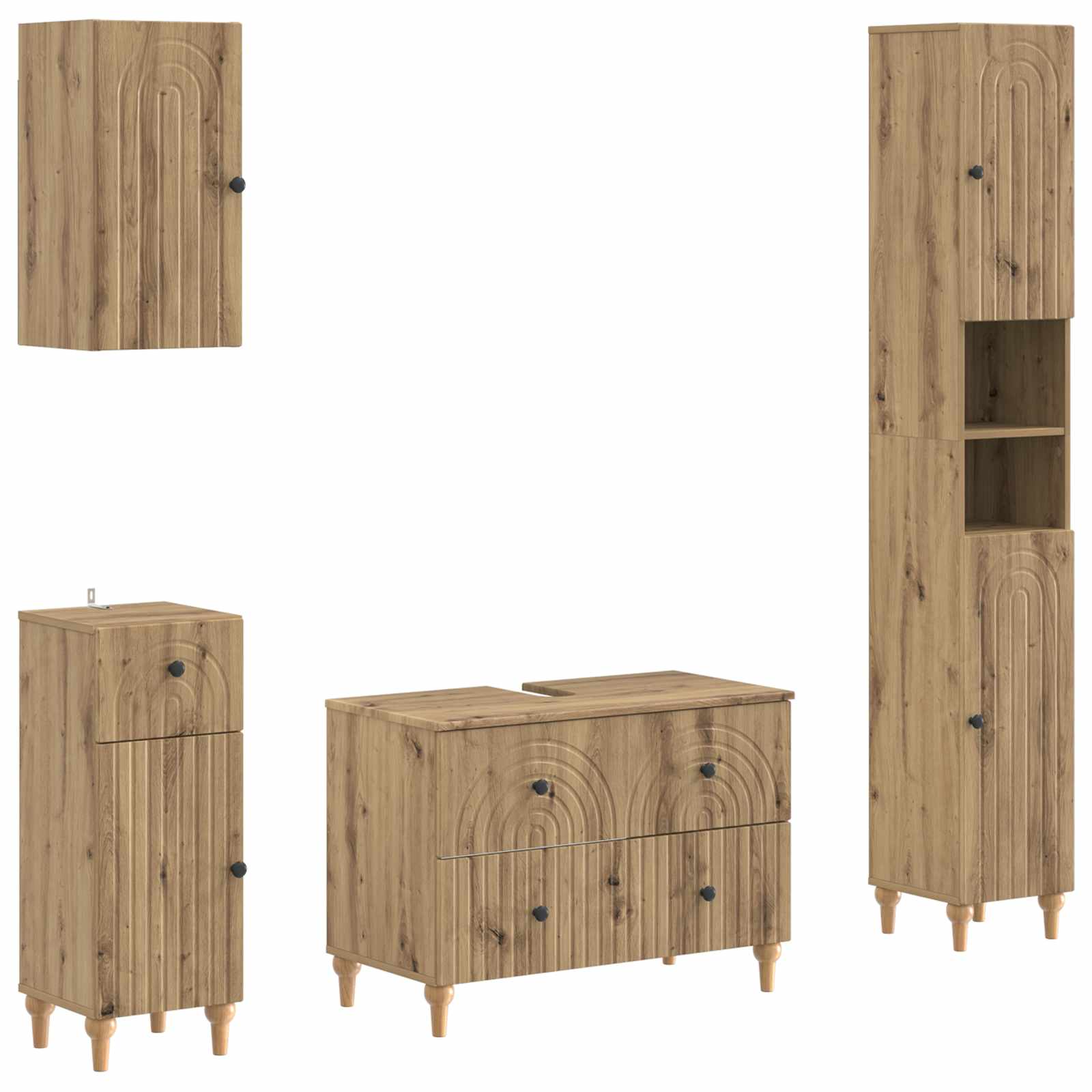 4-teiliges Badezimmer-Schrank-Set ALKMAAR Artisan-Eiche