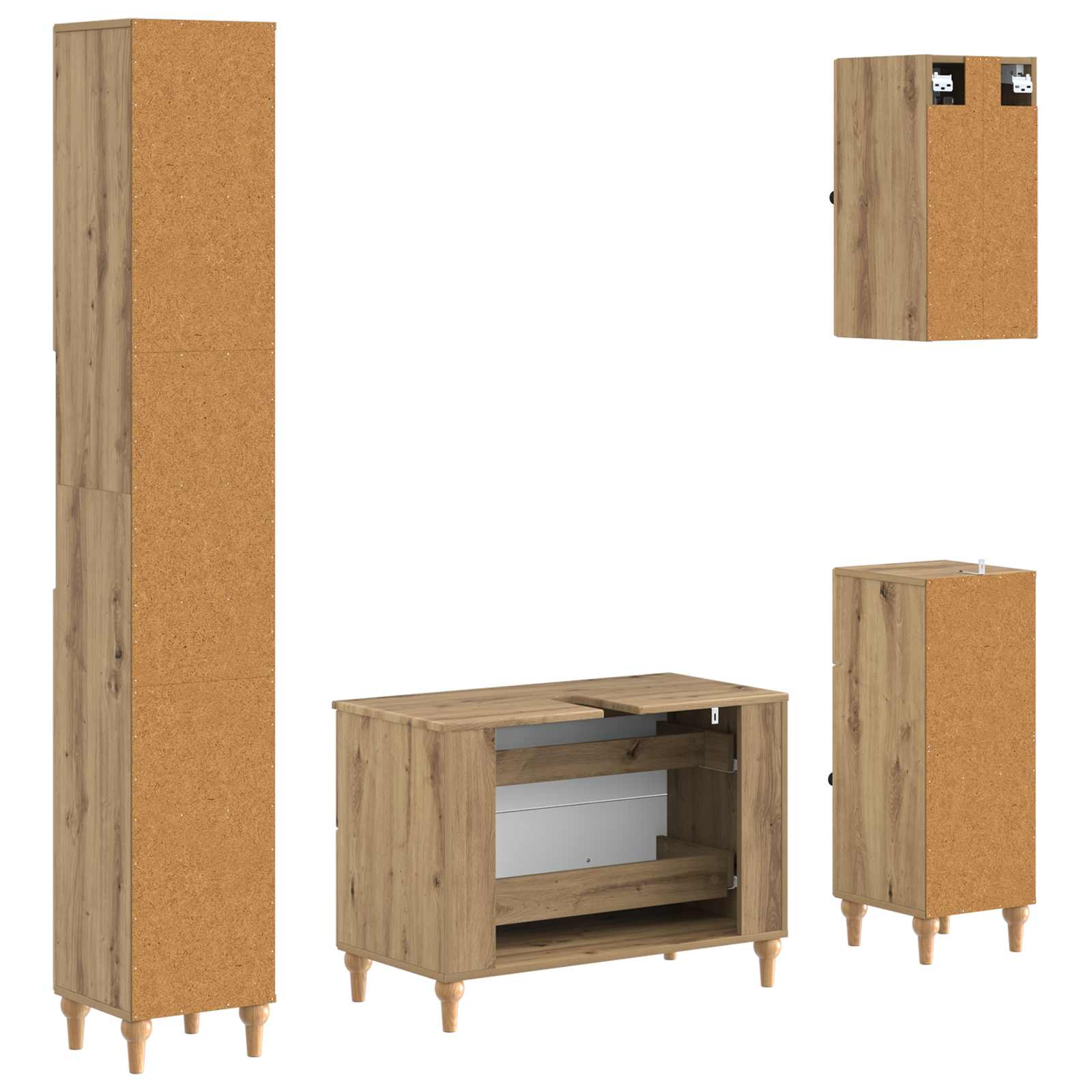 4-teiliges Badezimmer-Schrank-Set ALKMAAR Artisan-Eiche