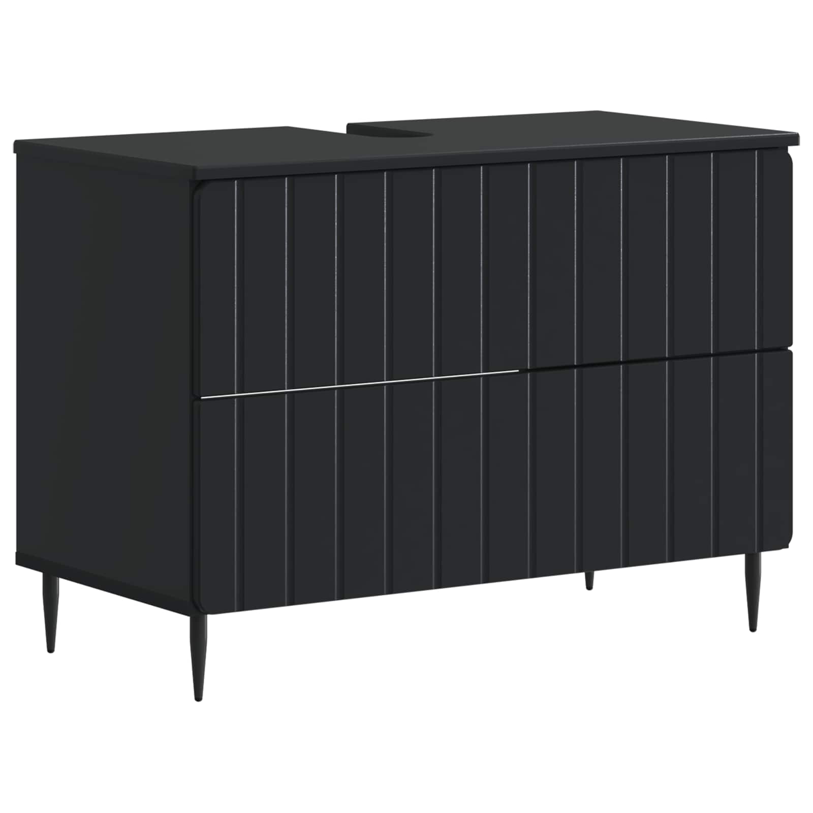 4-teiliges Badezimmer-Schrank-Set ZWOLLE Schwarz Holzwerkstoff