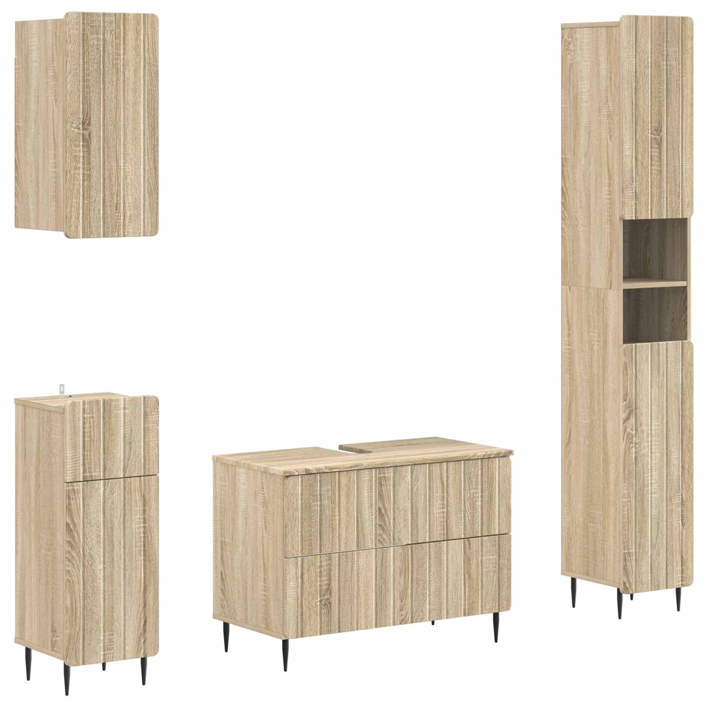 4-teiliges Badezimmer-Schrank-Set ZWOLLE Sonoma-Eiche
