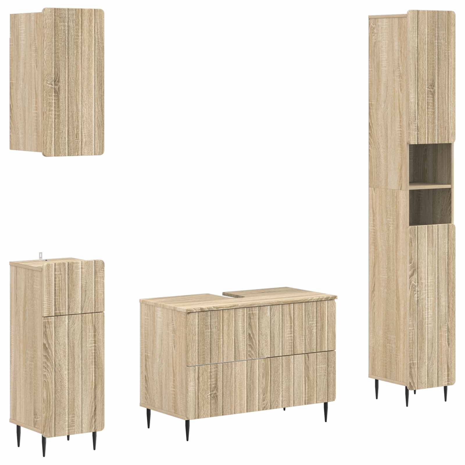 4-teiliges Badezimmer-Schrank-Set ZWOLLE Sonoma-Eiche