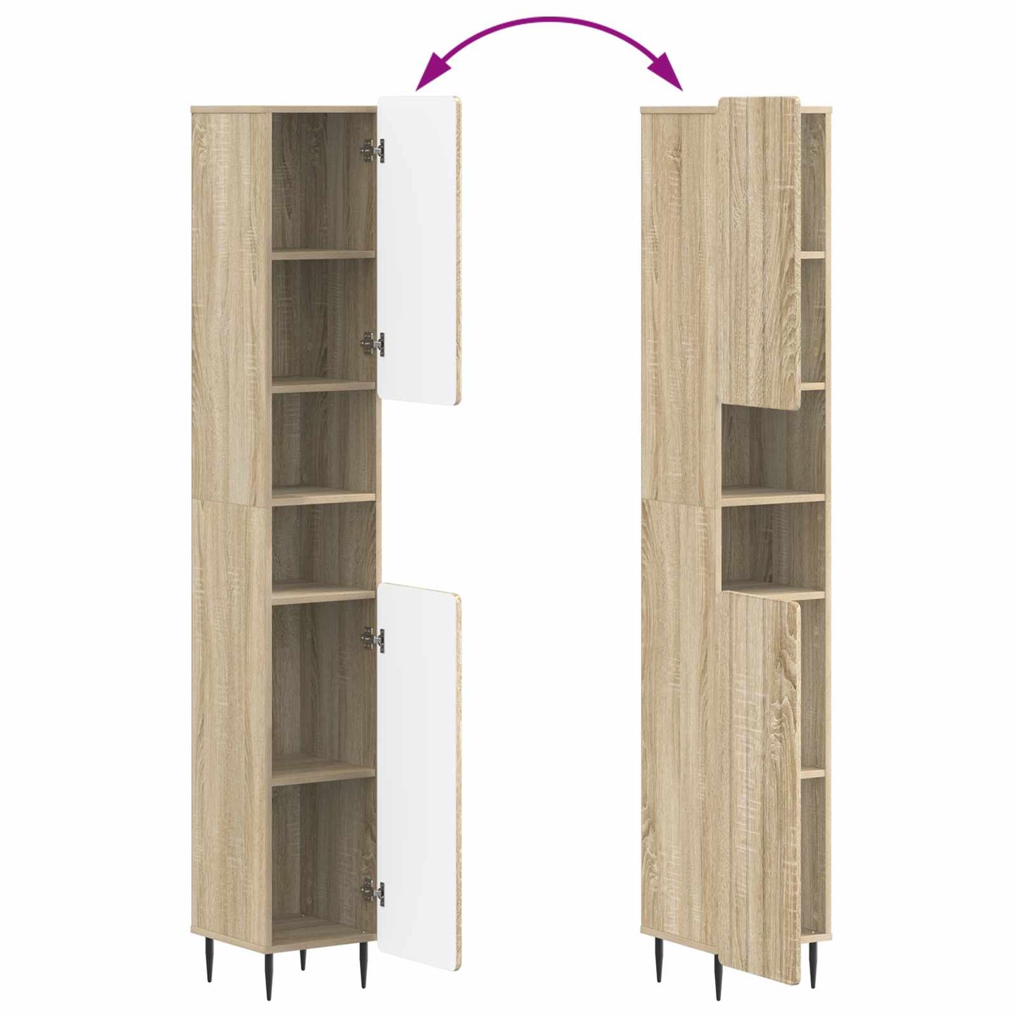 4-teiliges Badezimmer-Schrank-Set ZWOLLE Sonoma-Eiche
