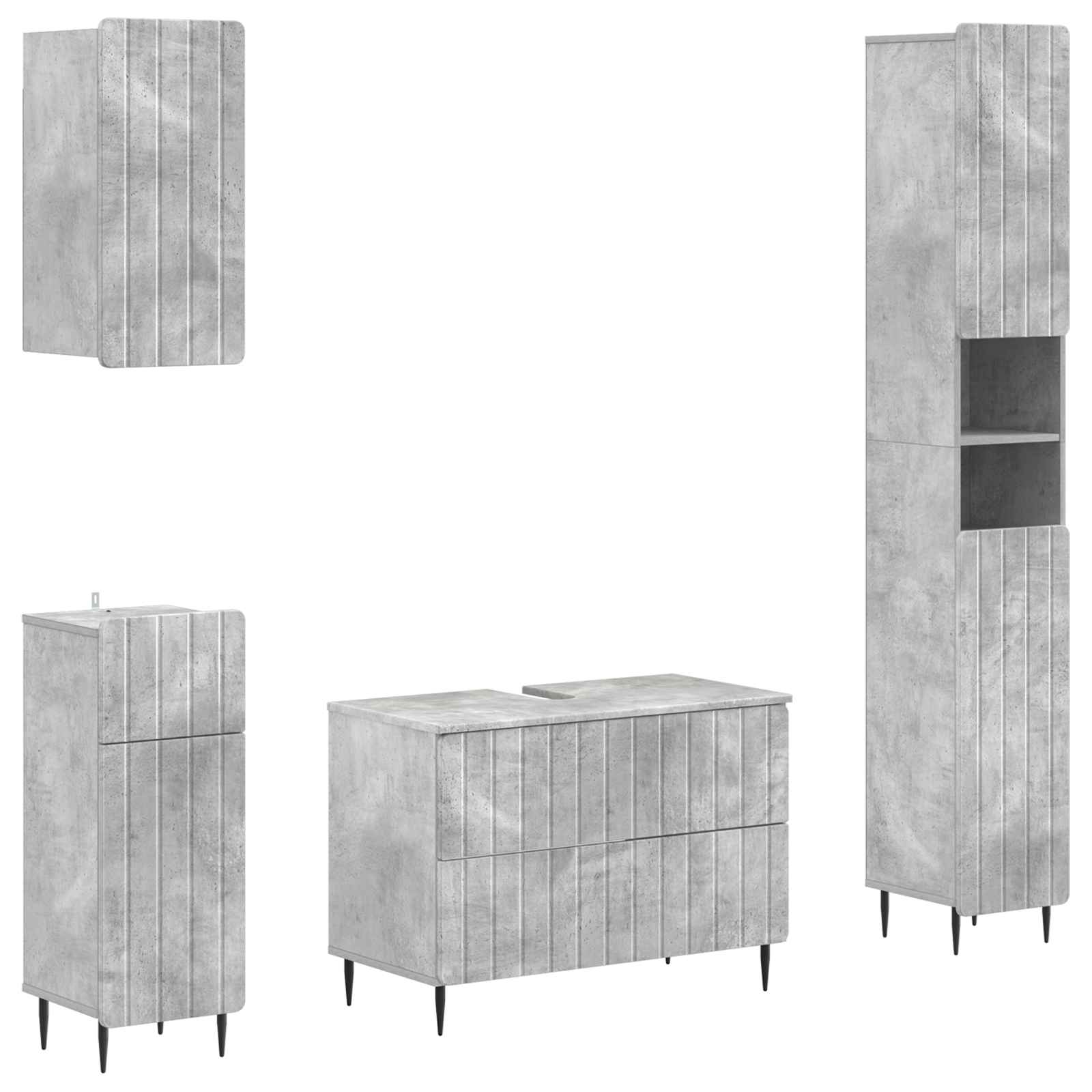 4-teiliges Badezimmer-Schrank-Set ZWOLLE Betongrau