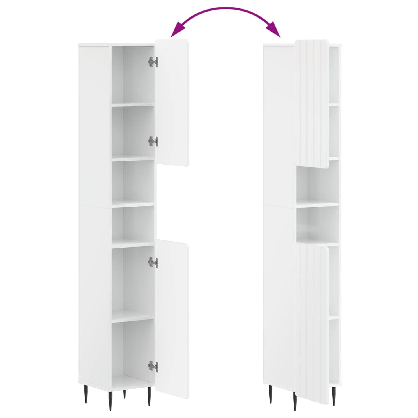 4-teiliges Badezimmer-Schrank-Set ZWOLLE Hochglanz Weiß