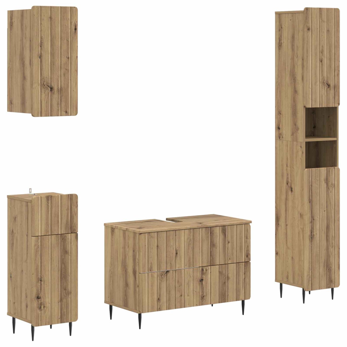 4-teiliges Badezimmer-Schrank-Set ZWOLLE Artisan-Eiche
