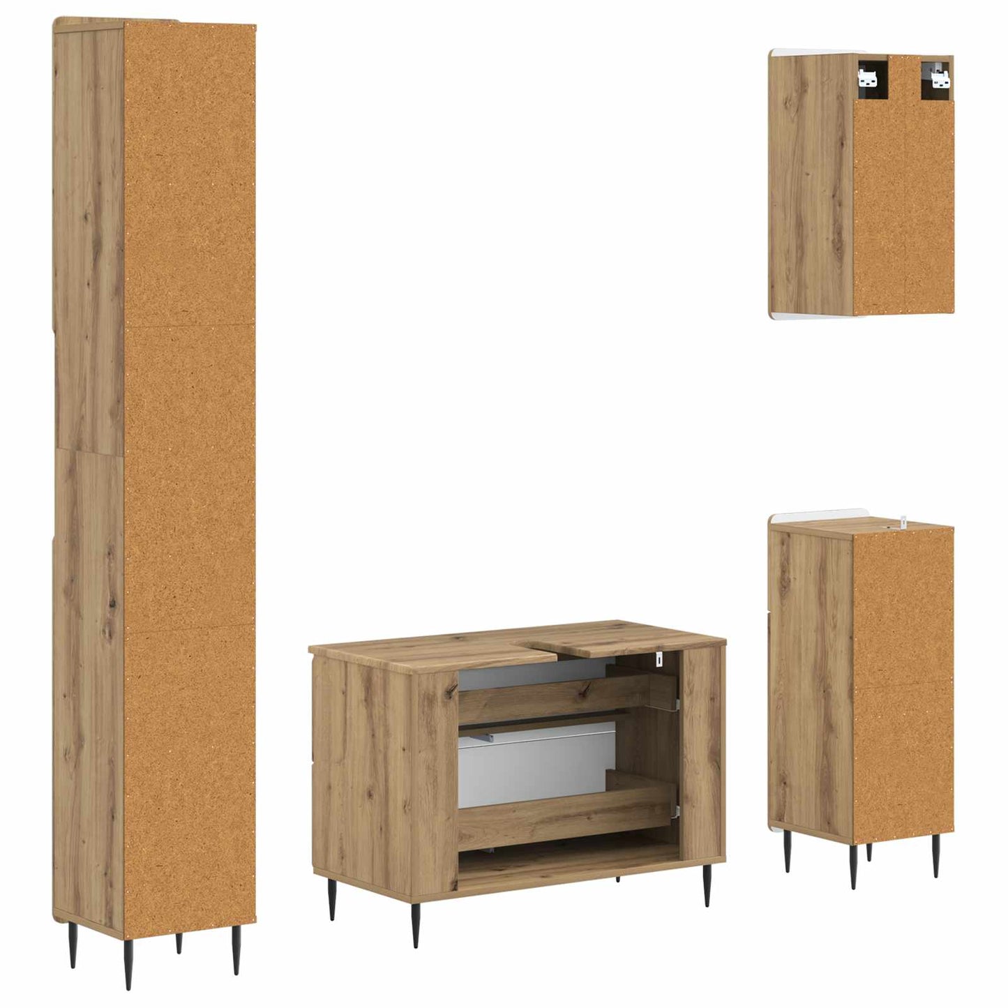 4-teiliges Badezimmer-Schrank-Set ZWOLLE Artisan-Eiche