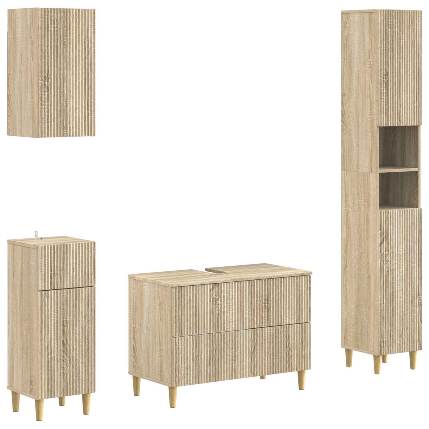 4-teiliges Badezimmer-Schrank-Set ARNHEM Sonoma-Eiche